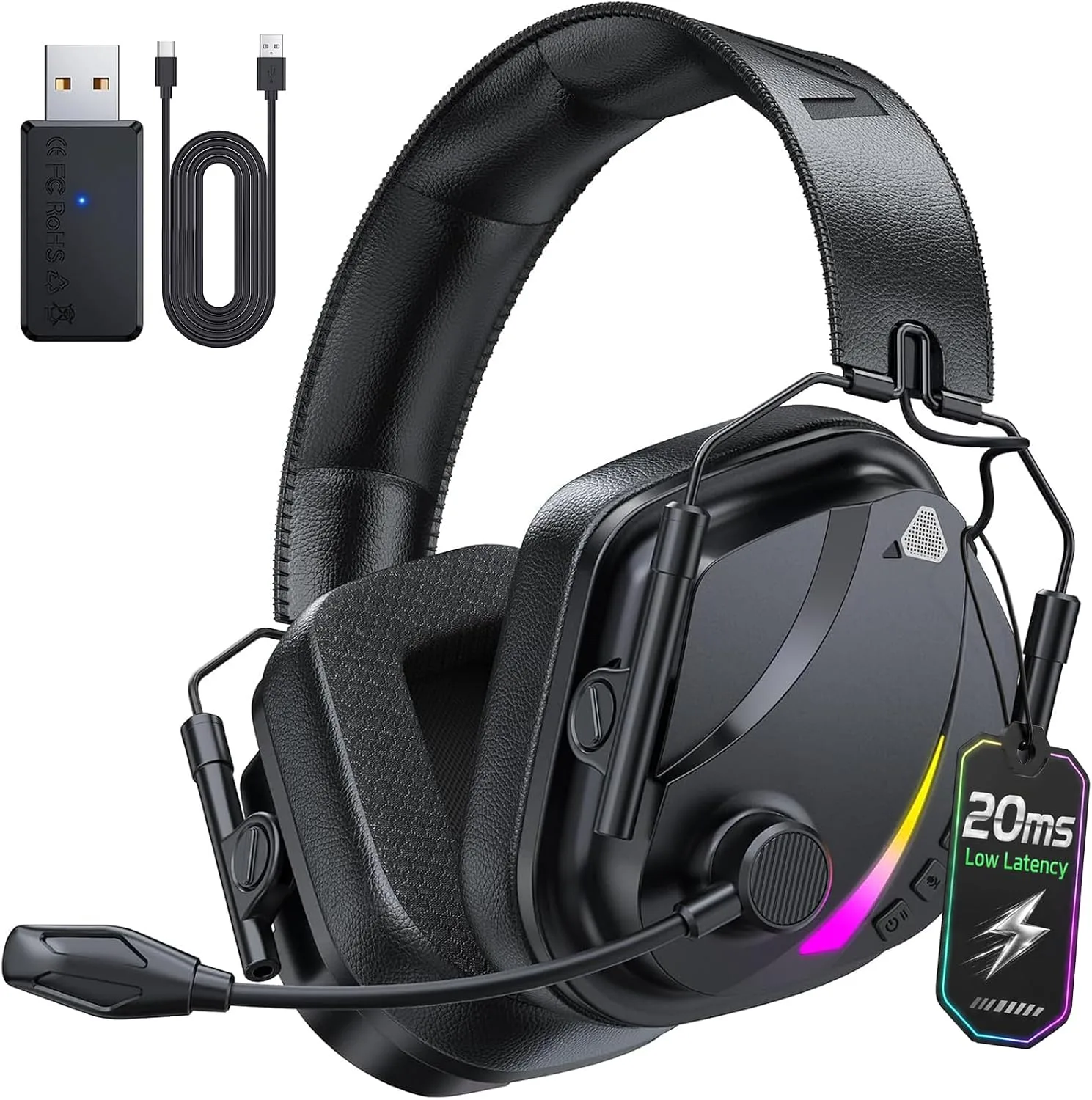 Audífonos inalámbricos para gaming Vakedy H11 con micrófono para PS5 PS4 PC Switch, batería 50 horas
