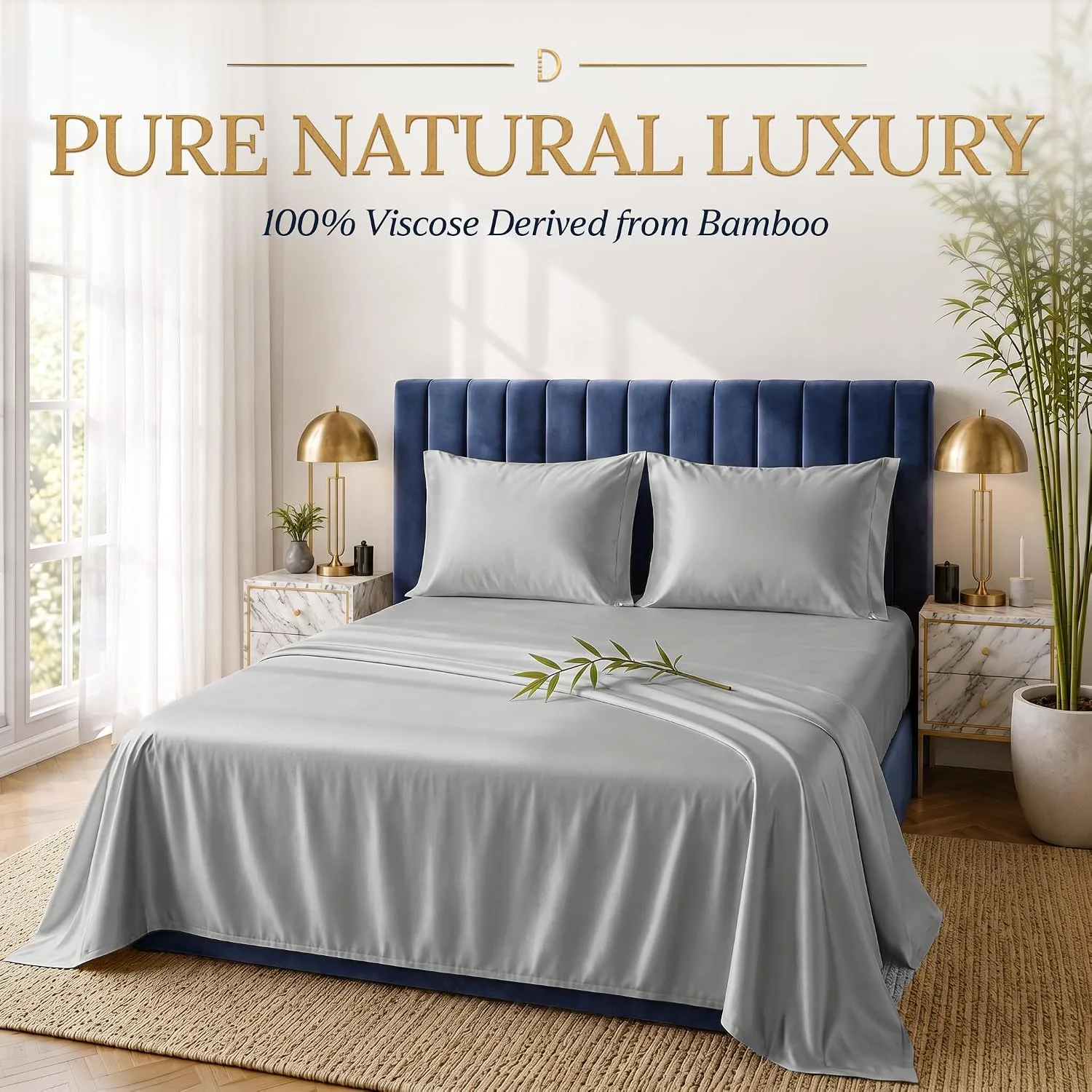 DECOLURE 100% Viscose from Bamboo Sheets Twin Size | 3 Pc Cooling Bed Set