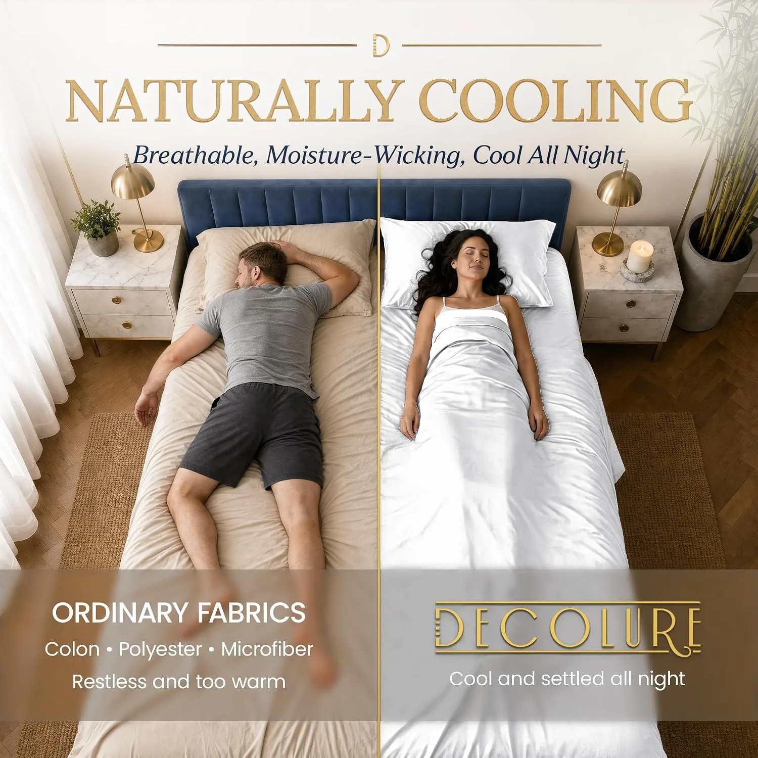 DECOLURE 100% Viscose from Bamboo Sheets Twin Size | 3 Pc Cooling Bed Set