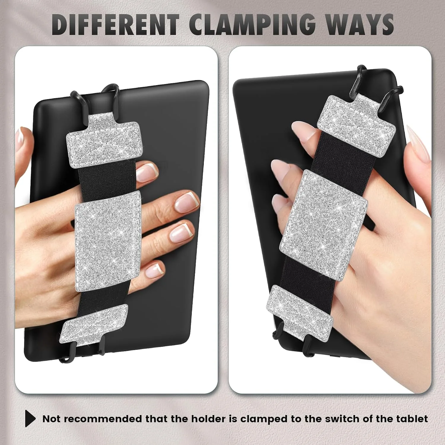 MoKo Soft Hand Strap for 6-8" Kindle eReaders Fire Tablet, Shiny Silver
