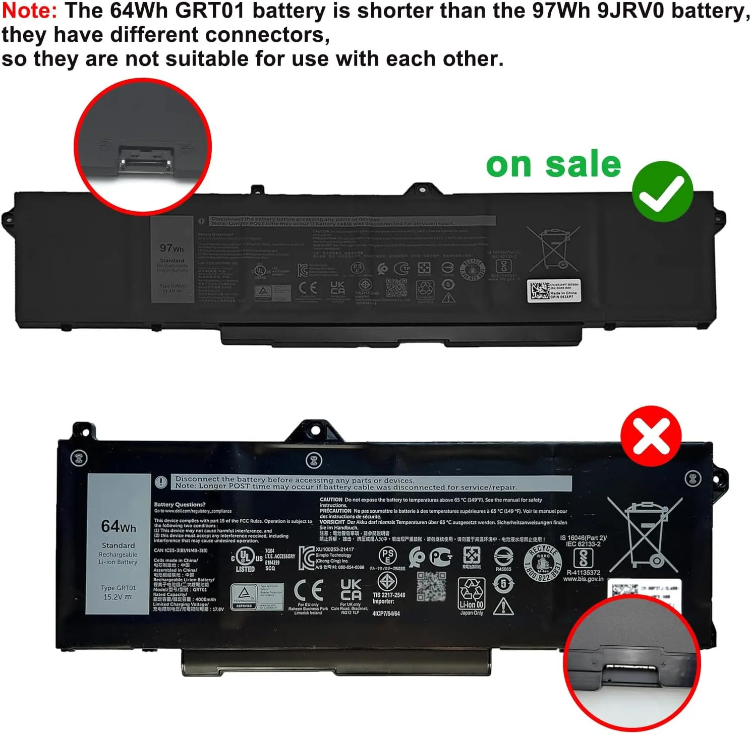 9JRV0 Laptop Battery for Dell Alienware M18 R1 R2 M17 R5 AMD
