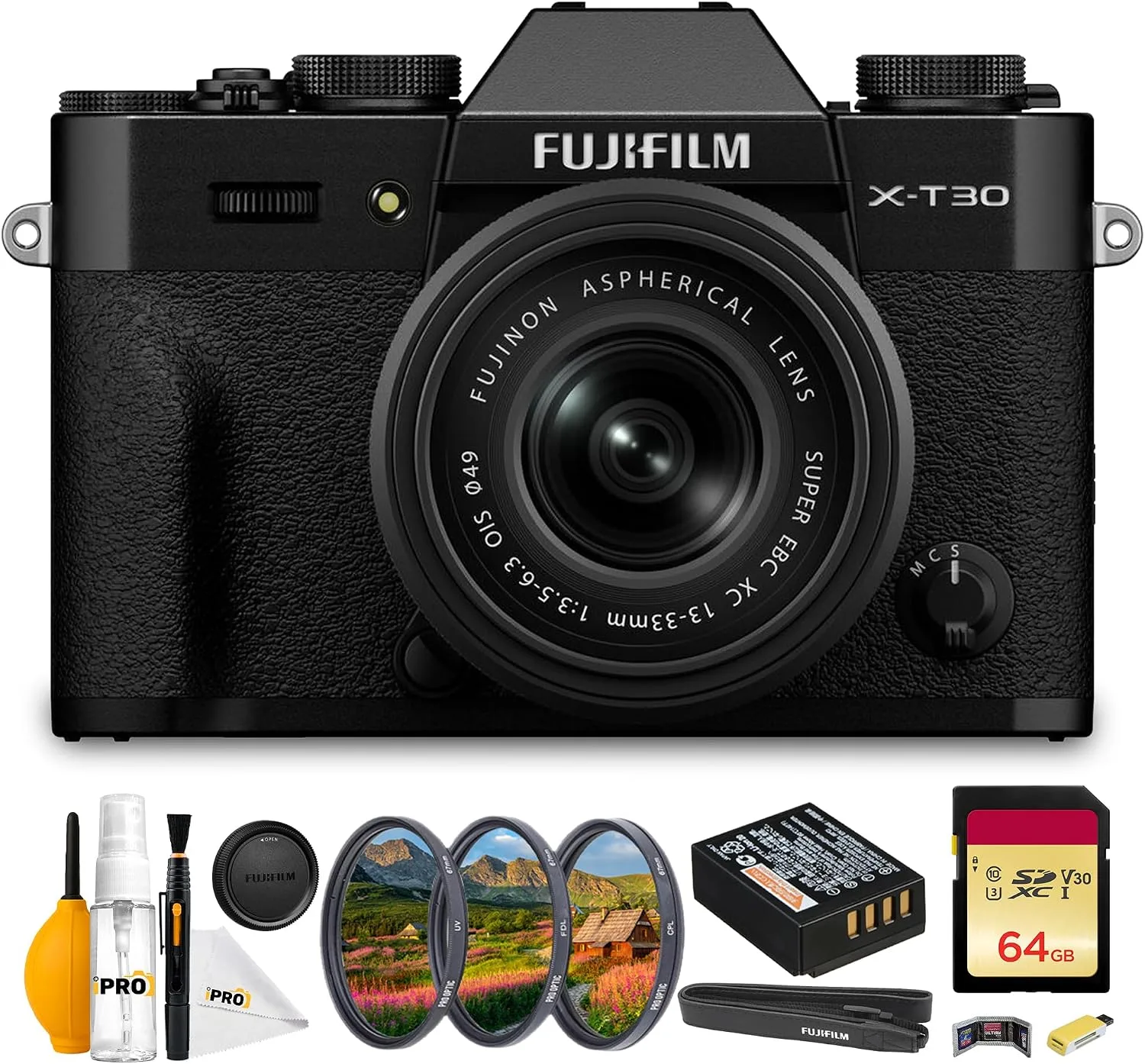 FUJIFILM X-T30 III Camera with 13-33mm Lens (Black) & Filter Bundle
