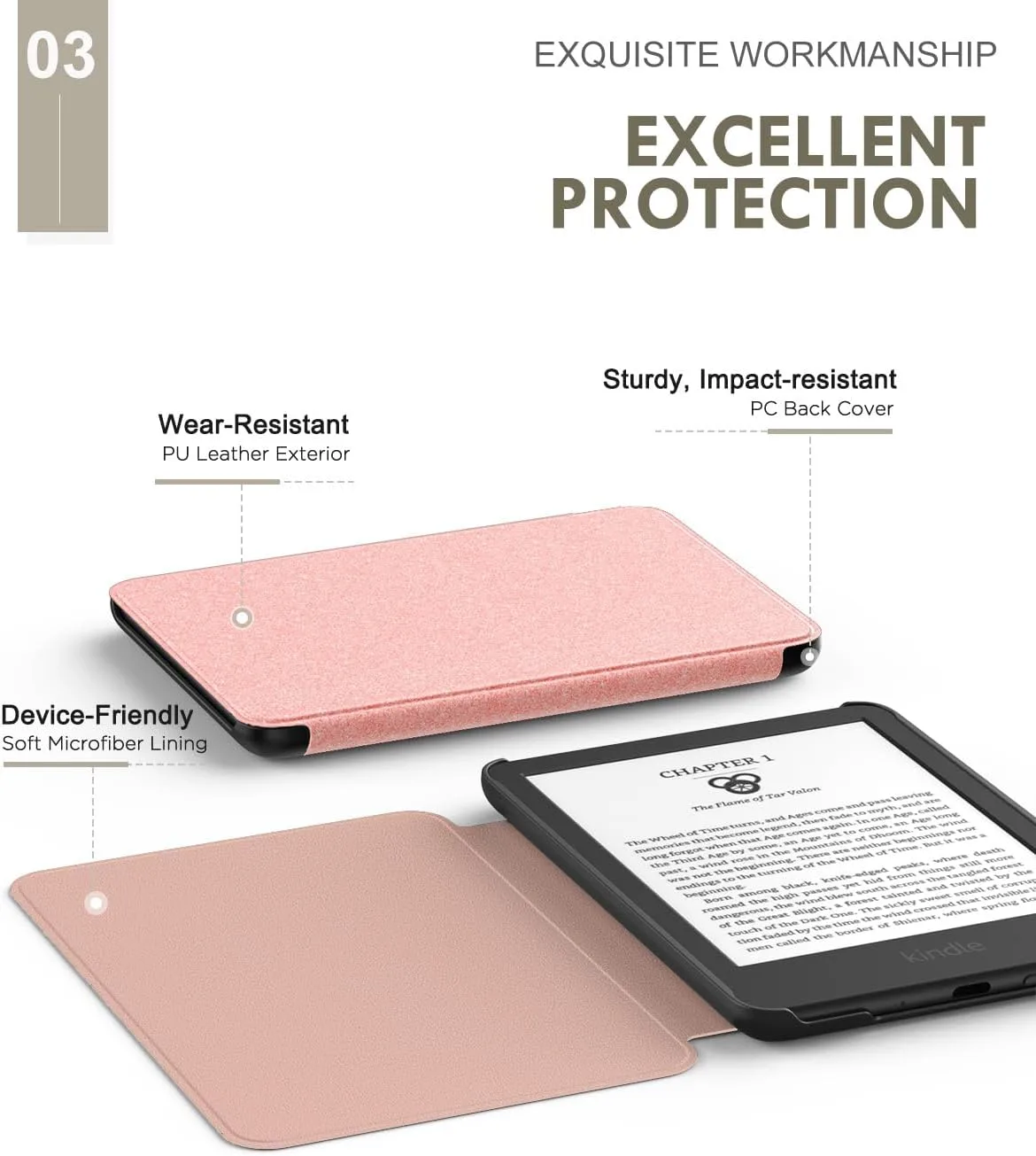 MoKo Case for 6" Amazon Kindle Basic 11th Gen 2024/2022, Glitter Pink