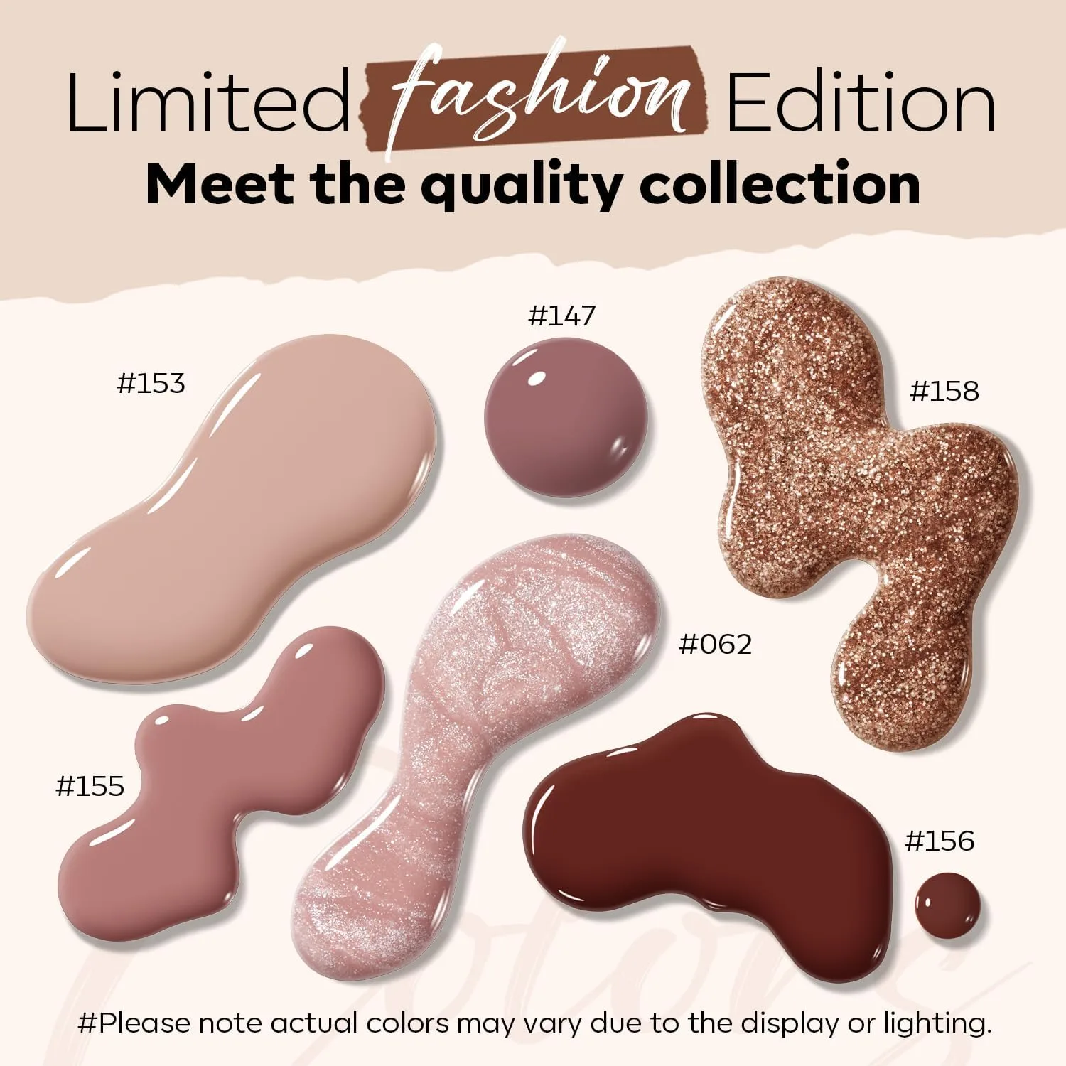 modelones Fall Nail Polish, 6 Colors Brown Nude Burgundy Quick Dry Set