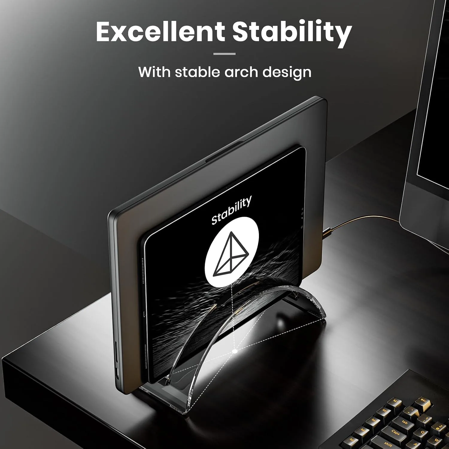Yikola Vertical Laptop Stand for Desk, Vertical Laptop Hoder Space-Saving Organizer for All MacBook, Laptop Stand Acrylic Invisible Desktop Notebook Dock-Black…