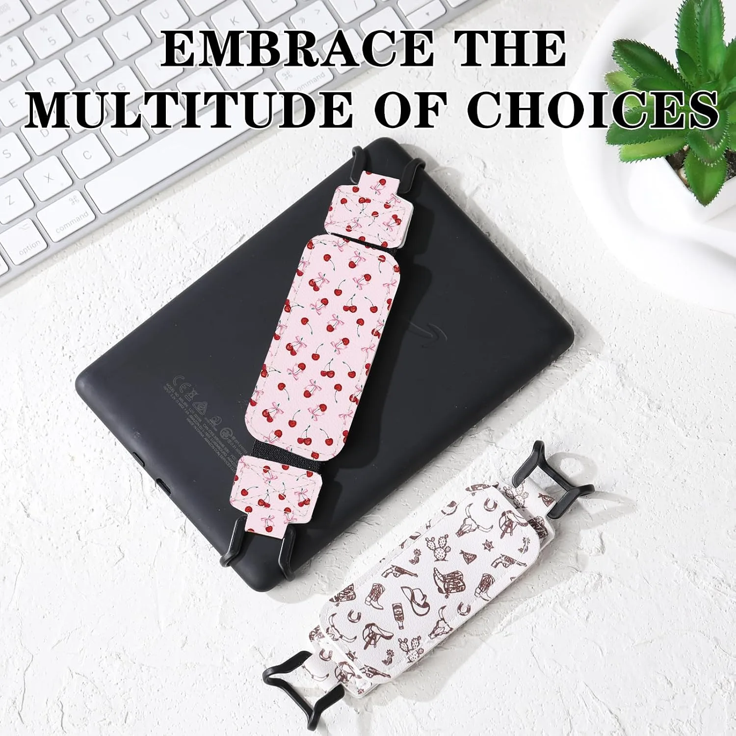 Hand Strap Accessories for Kindle – Cute Pink Cherry Bow Finger Grip for 6-7.5" Paperwhite 11th/12th Generation/Kobo/Lenovo/Sony Ereaders E-Book Tablet Colorsoft Secure Holder for Reading
