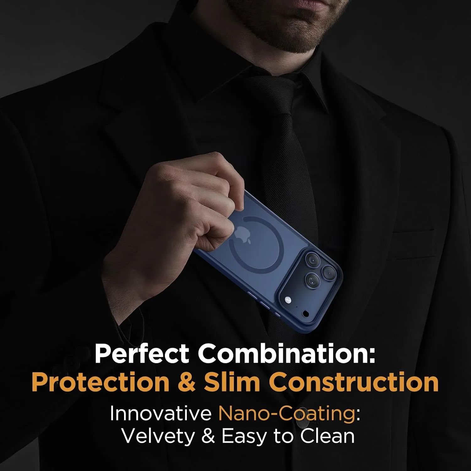 miracase Magnetic for iPhone 17 Pro Case 6.3", Camera Control, [Compatible with MagSafe] [Screen Protector] Military-Grade Protection, Anti-Fingerprint, Slim Thin Phone Case, Dark Blue