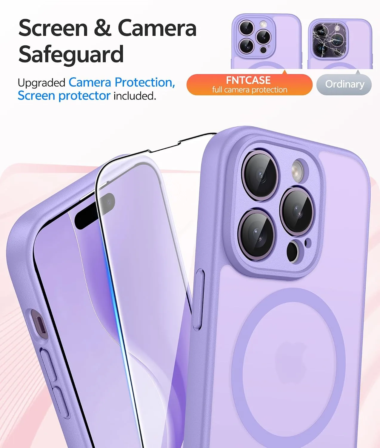 FNTCASE for iPhone 14 Pro Max Case, Fit for Magsafe, Light Purple
