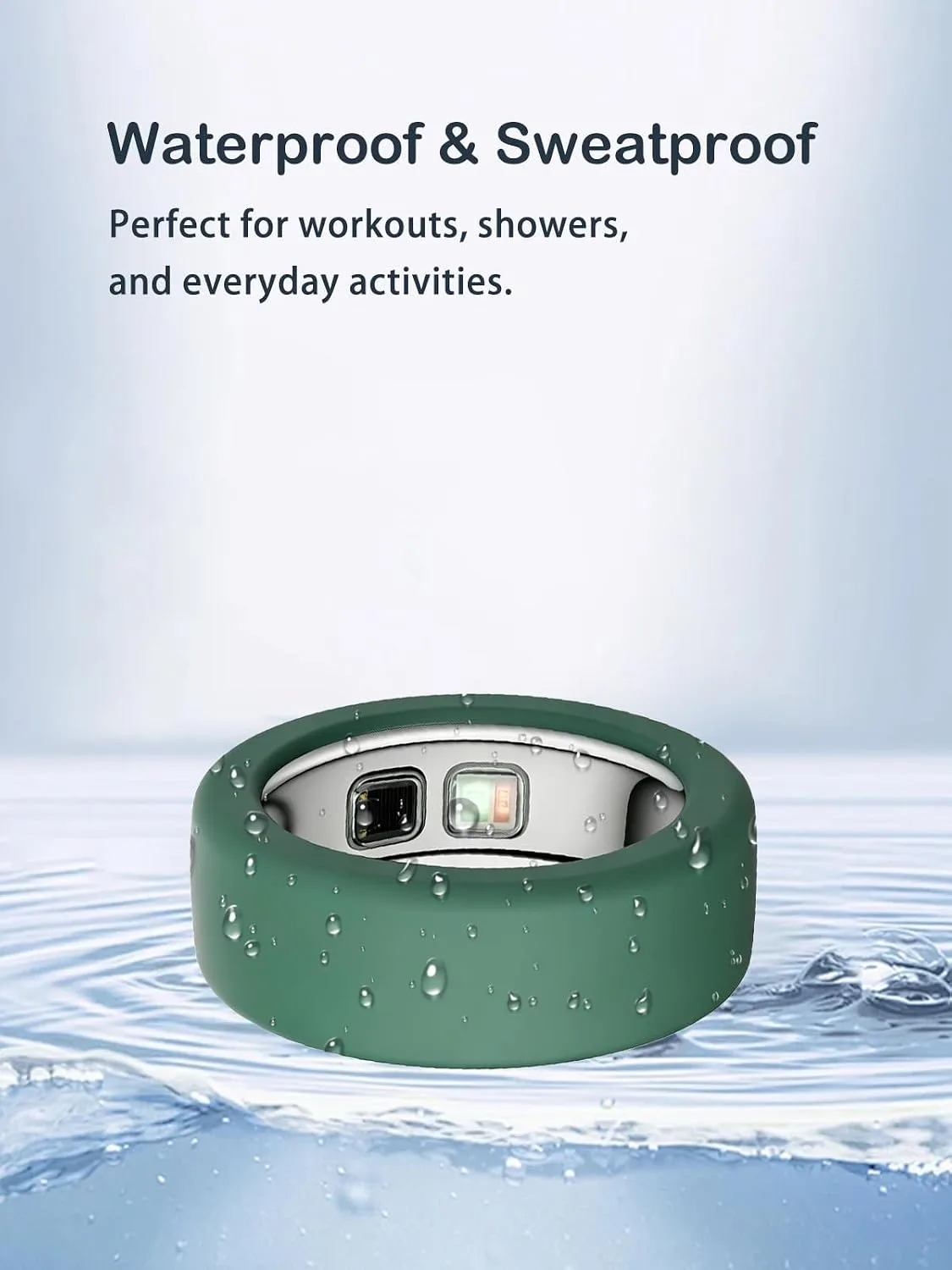 Silicone Case for Oura Ring 5, 2-Pack, M (10-13), Green+ Blue