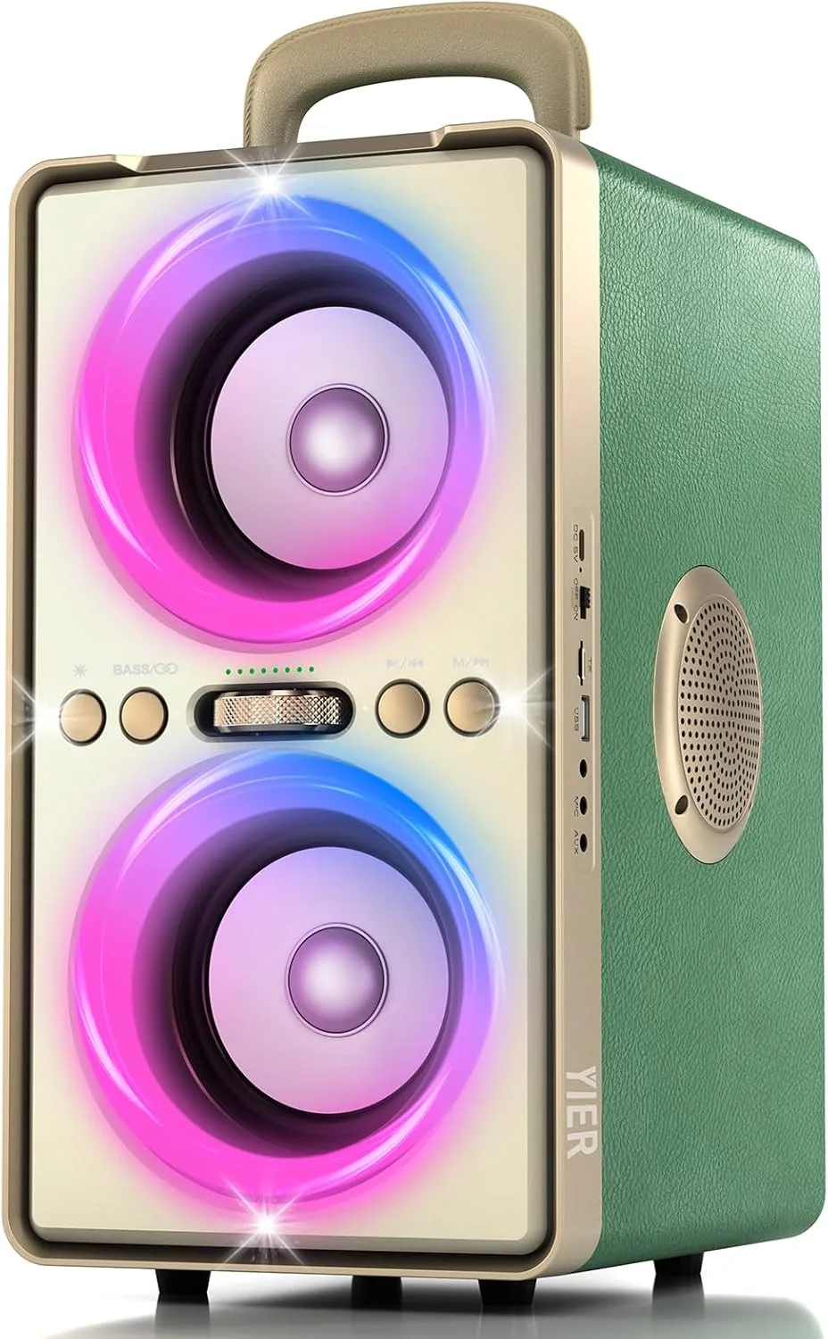 YIER Bluetooth Speaker, 240W Peak Loud Party Speaker with Deep Bass, Green