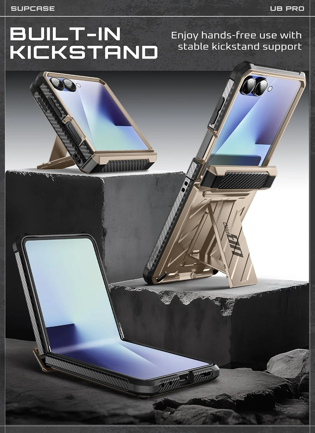 SUPCASE for Samsung Galaxy Z Flip 7 Case with Built-in Kickstand, Desert
