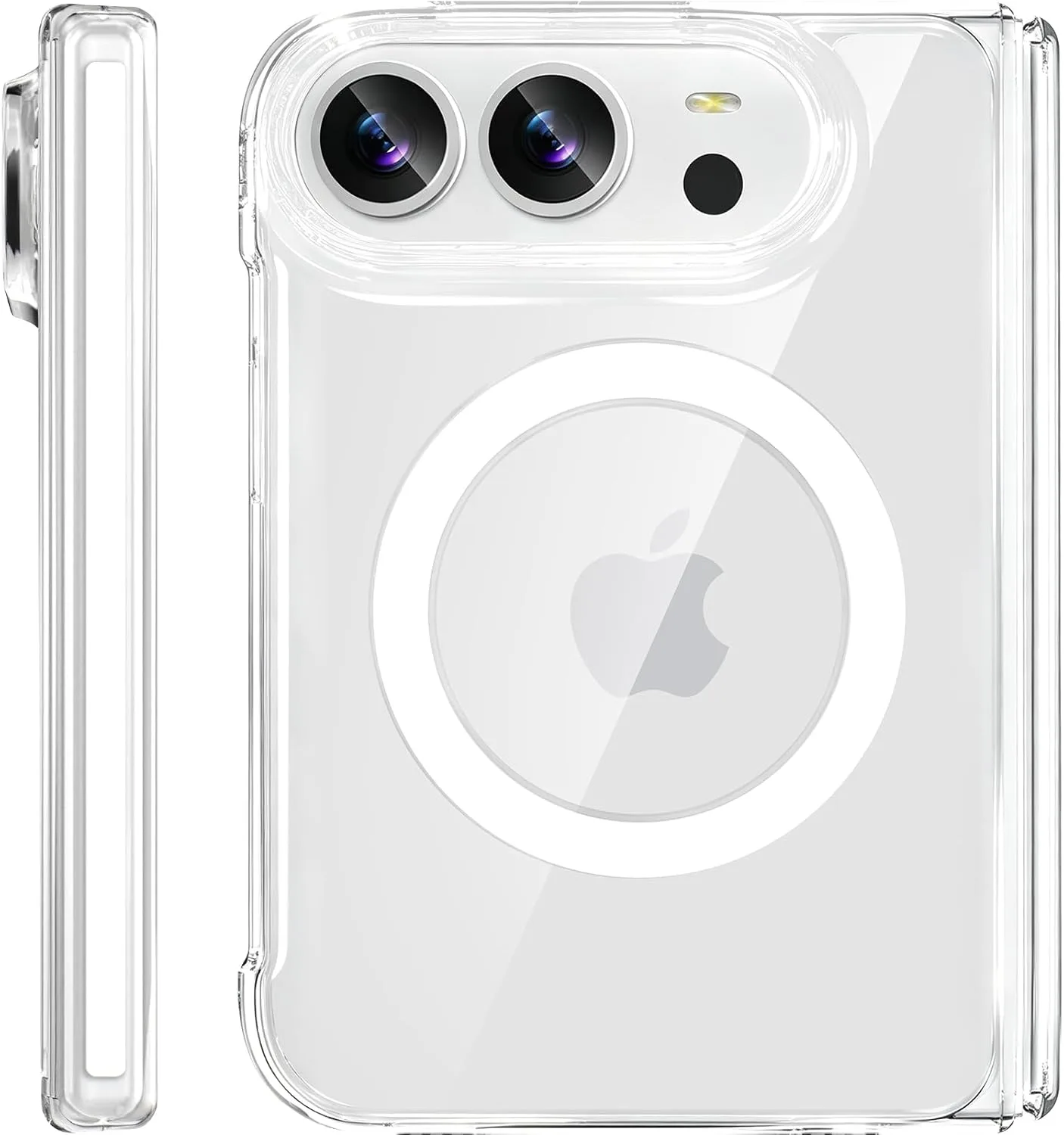 Miimall Magnetic for iPhone Duo Slim Case with Hinge Protection, Compatible with Magsafe, [Back Only][Anti-Yellowing] Ultra Thin Hard Transparent Bumper for i iPhone Duo 5G Cover Crystal Clear
