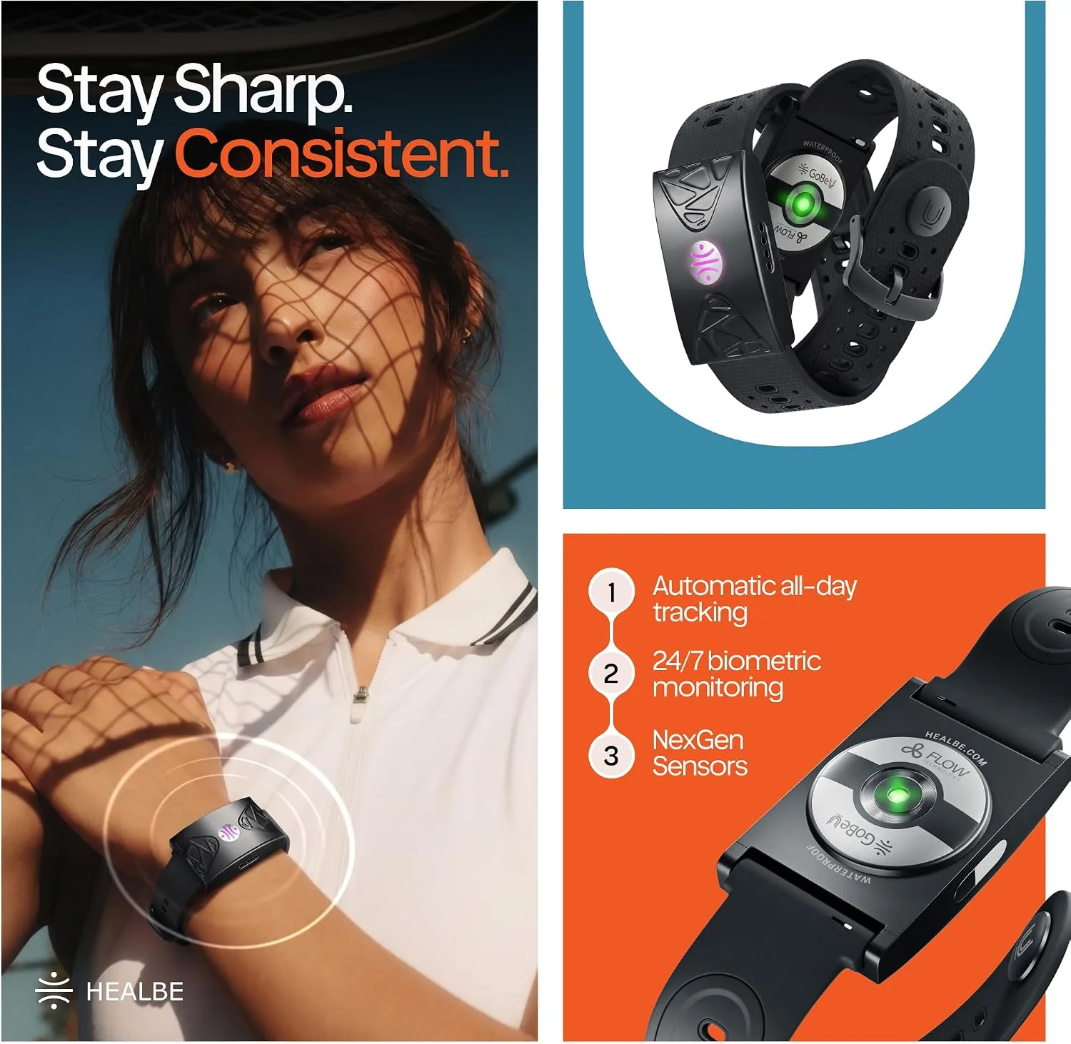 HEALBE Calorie Tracker, Automatic Calorie Intake Smart Band with App, Screen-Free Activity Tracker, Health Tracker, Sleep, Hydration, Stress, 24/7 Heart Rate, 5 ATM Waterproof