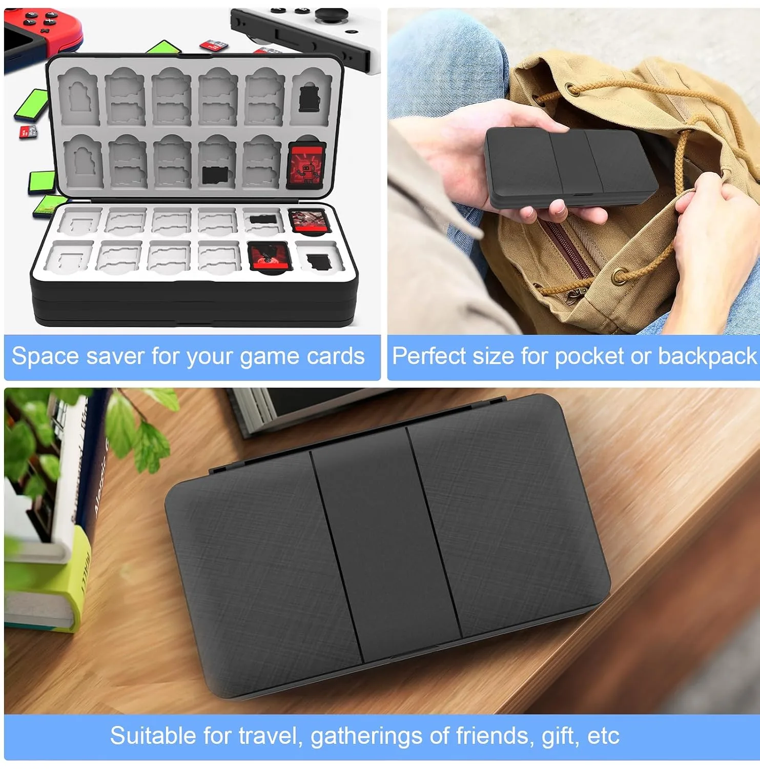 fivtek Switch Game Case for Nintendo Switch 2/Switch/OLED/Lite, Magnetic Games Case Holder with 72 Cartridge & 120 Micro SD Card Slots, Portable Game Cover Organizer Switches Gift Accessories