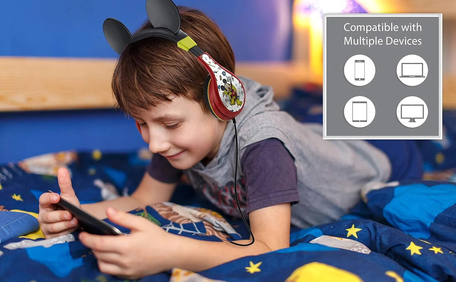 eKids Mickey Mouse Kids Headphones with 3.5mm Audio Jack, Wired Headphones for School, Home or Travel (Mickey Mouse)