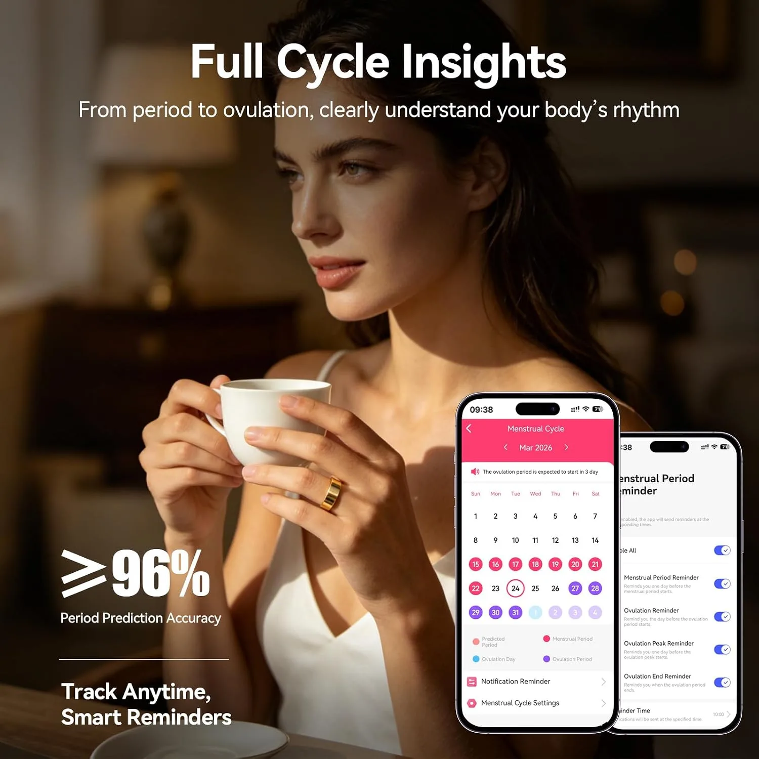 Smart Ring Fitness Tracker, Heart Rate Monitor, Sleep Tracker for Women Men