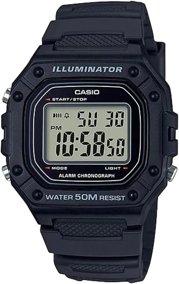 Casio W218H Series | Men’s Digital Watch | 50M WR | 1/100 Second Stopwatch | 100 SEC Chronograph | LED Backlight | Countdown Timer | Daily Alarm | Hourly Time Signal | 7 Year Battery