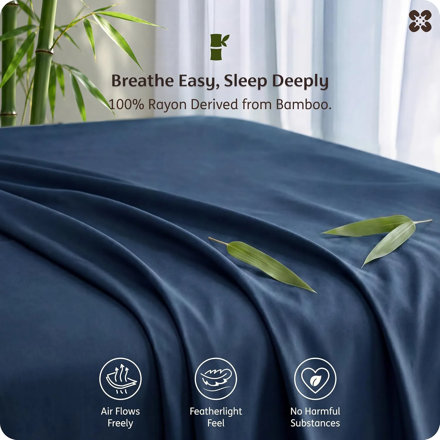 Bedsure PureWoven 100% Rayon Derived from Bamboo, Full Size Sheets, 4 PCS