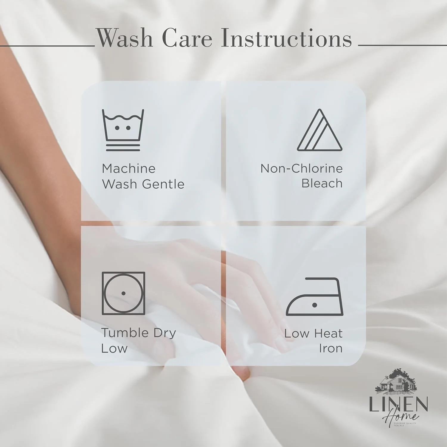 Linen Home 100% Cotton Percale King Sheets 4Pc Cooling Set - Blue Duck Egg