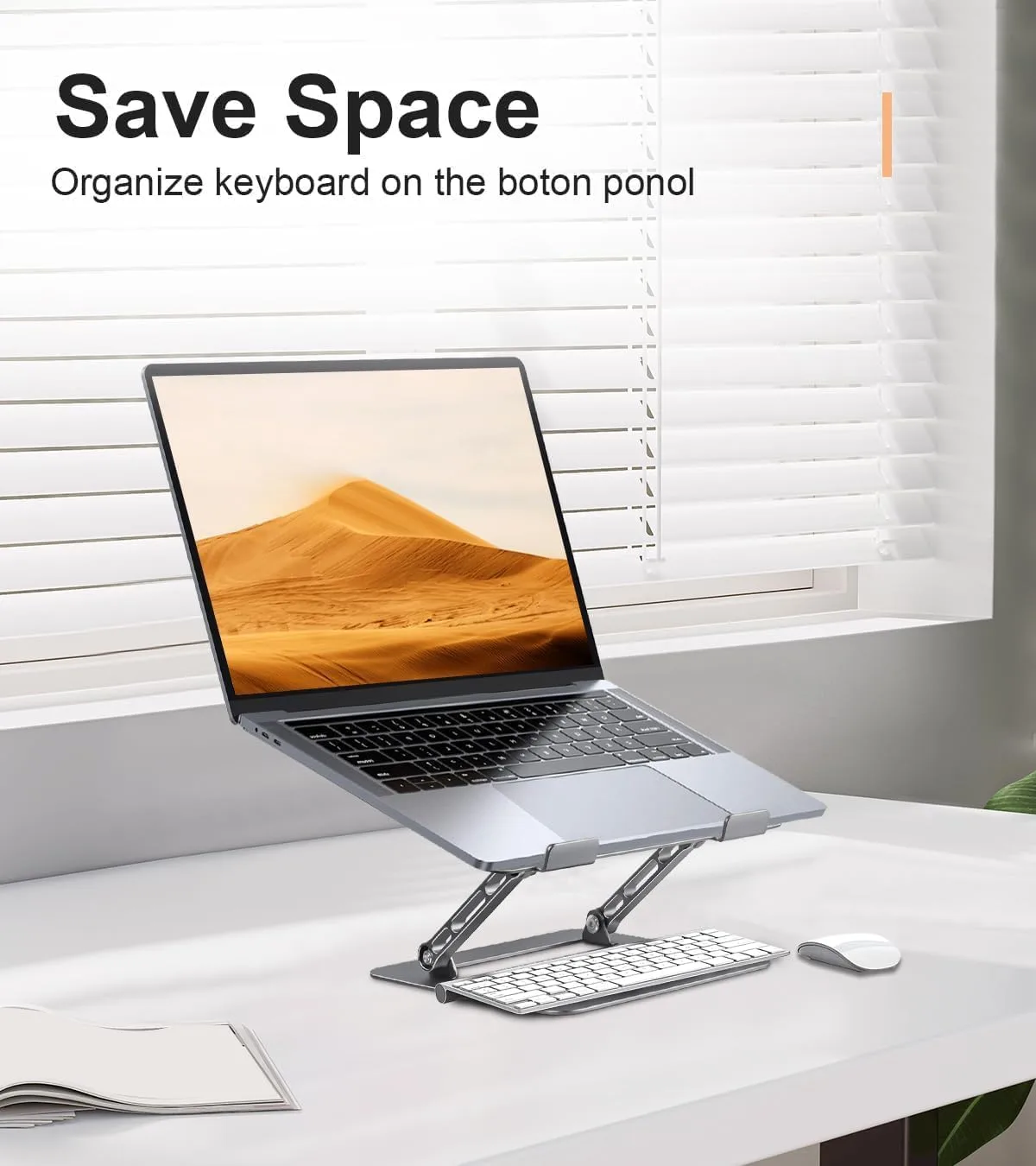Aoviho Adjustable Laptop Stand for Desk,Portable Laptop Stand Holder and Riser,Foldable Aluminum Notebook Computer Stands for MacBook Air Pro HP Lenovo Dell Samsung Chromebook, 10-15.6 inch, Grey