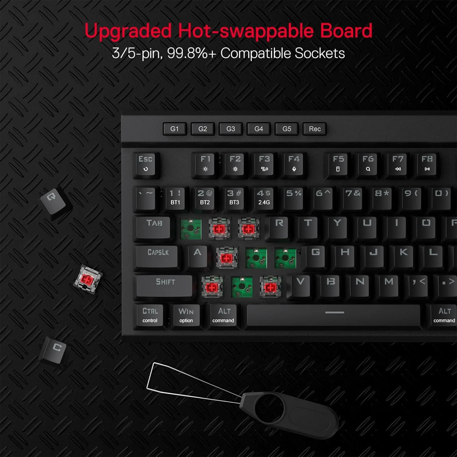 Redragon K580 PRO Wireless RGB Gaming Keyboard, Macro G Keys & Media Wheel