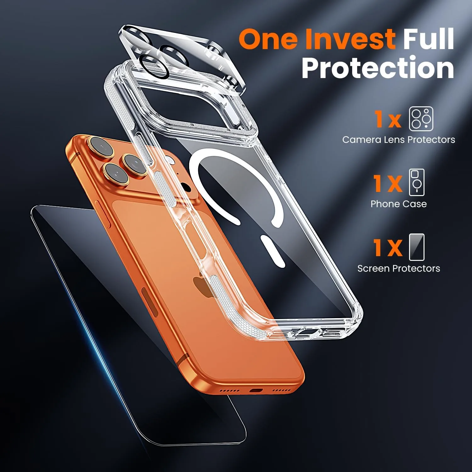 toushion 3 in 1 for iPhone 17 Pro Max Case Clear Bumper