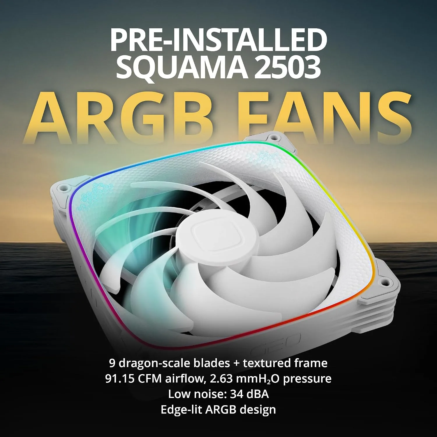 Geometric Future Eskimo Pro - 420mm AIO CPU Liquid Water Cooler- RGB PWM Squama 2503W 140mm Fan x 3- Fit Intel® LGA 1700, AMD®AM5 - White- (GEO-EP-42W)