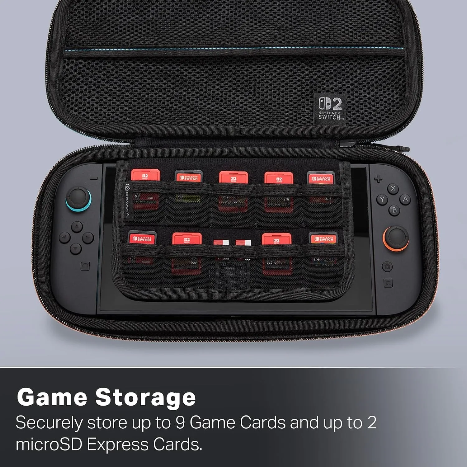 PowerA Protection Case for Nintendo Switch 2 - Black, Officially Licensed, Protective Storage, Holds up to 9 Game Cards and 2 microSD Express Cards, Integrated Play Stand