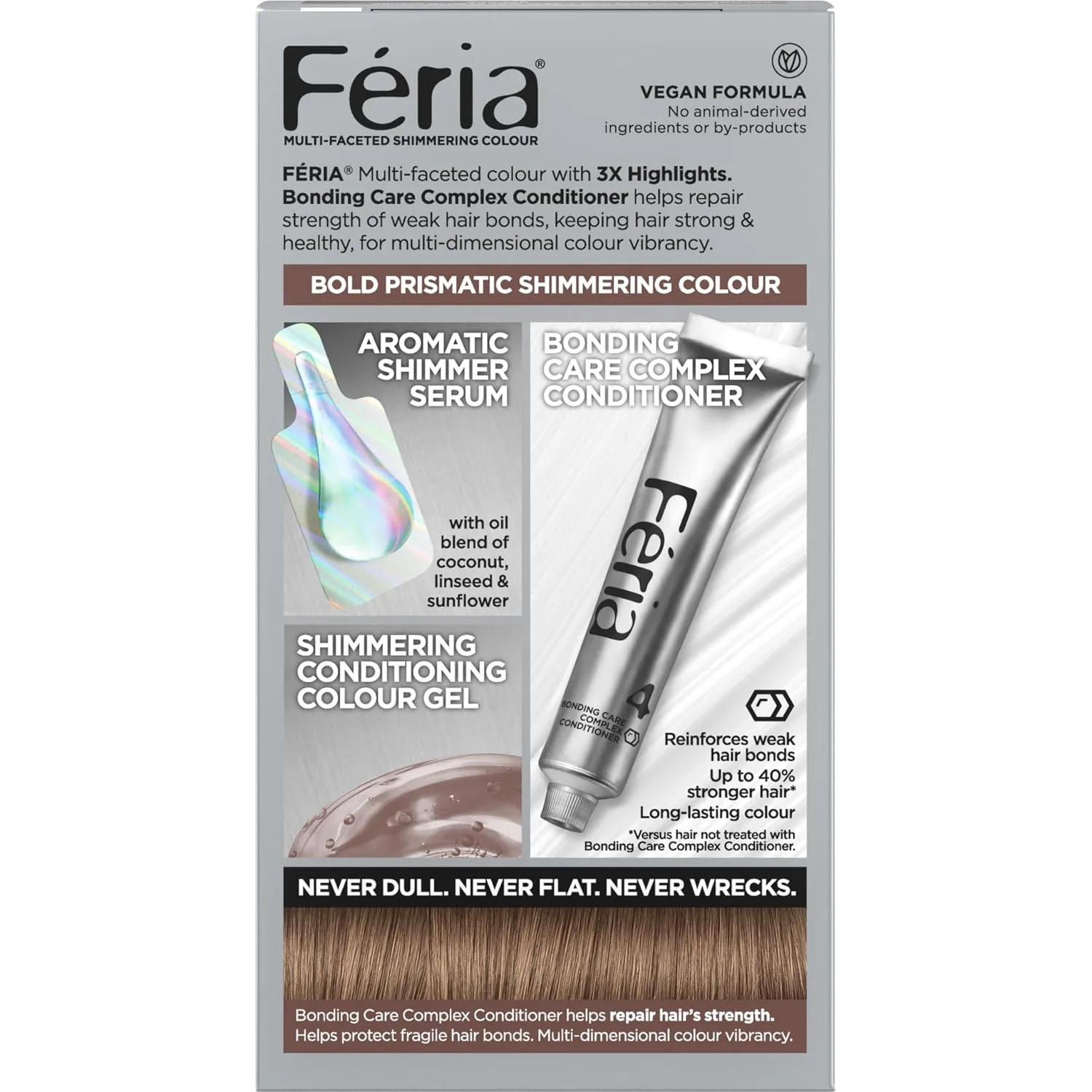 L'Oreal Paris Feria Multi-Faceted Shimmering Permanent Hair Color, B61 Downtown Brown (Hi-Lift Cool Brown), 1 Hair Dye Kit