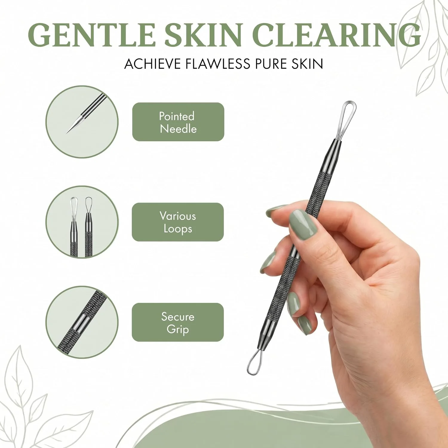 2 Pcs Pimple Popper Tool Blackhead Remover, Comedone Extractor for Acne