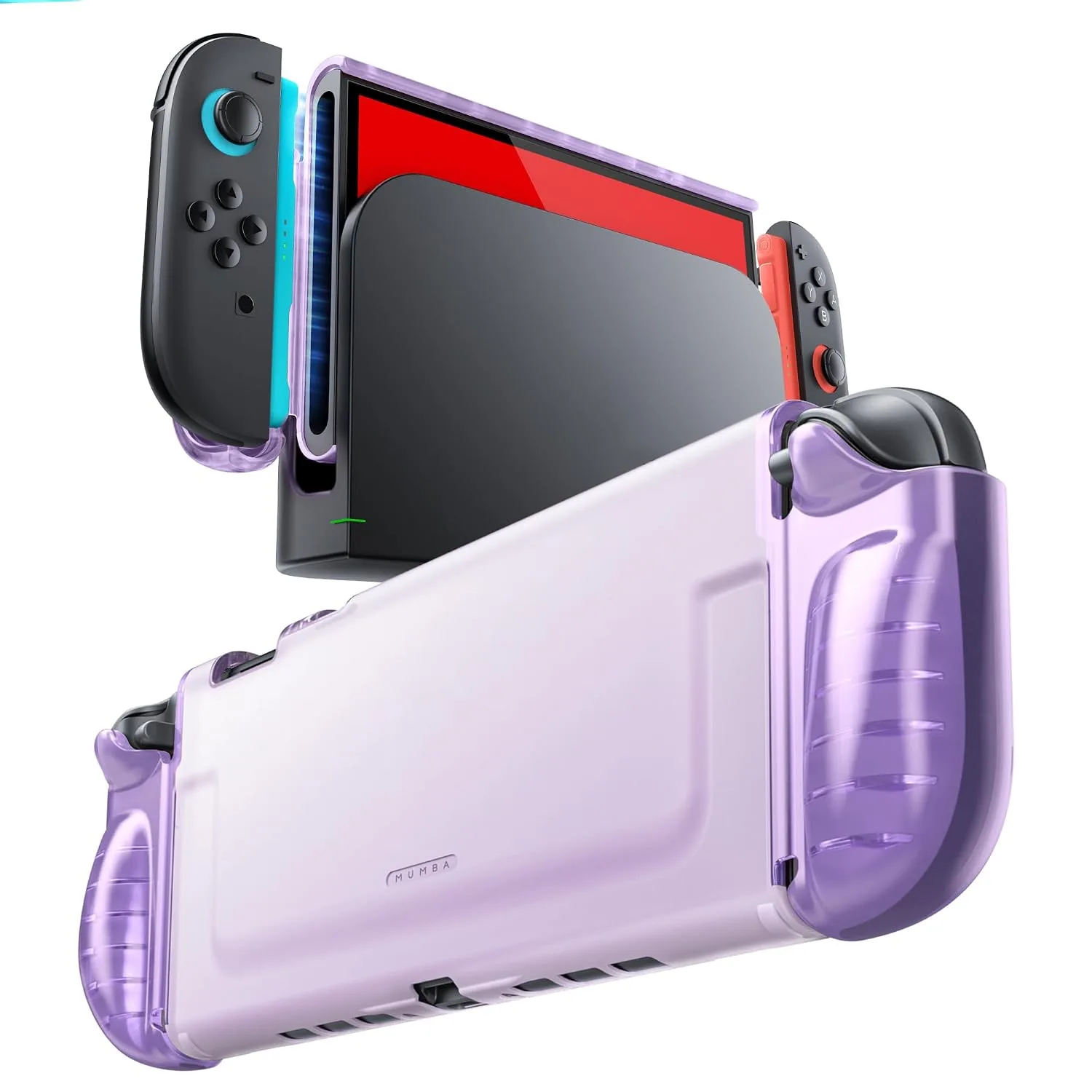 Mumba Dockable Clear Case for Nintendo Switch 2 2025, Crystal Protective Cover with Quick-Release Joy-Con Design and TPU Grip Compatible with New Nintendo Switch 2 7.9 Inch Console (Purple)
