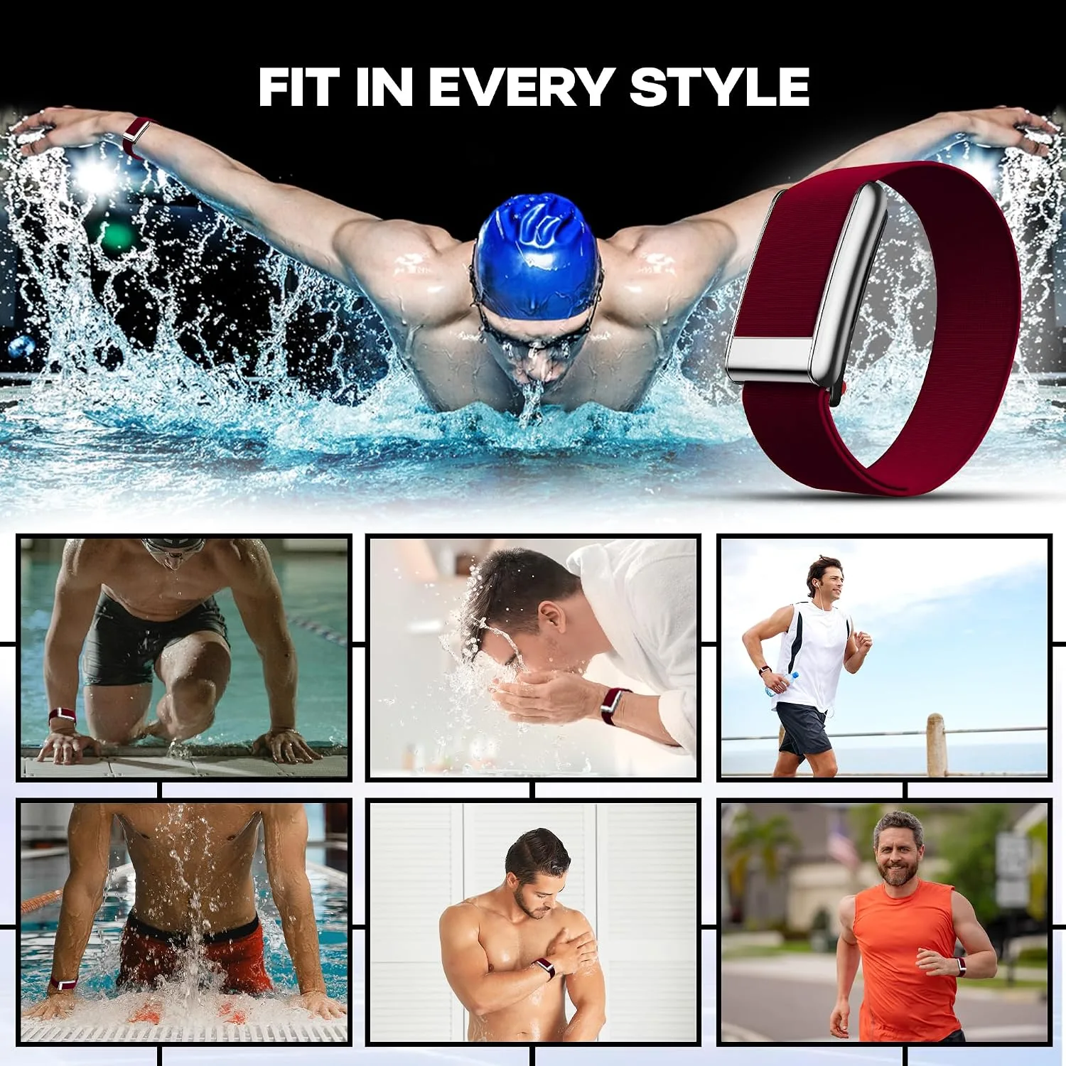 DADO HydroKnit Waterproof Nylon Sport Band Compatible with WHOOP 5.0, One, Peak, and Life | Elastic, Fast-Drying, Water-Resistant, and Comfortable Strap for Active Lifestyles