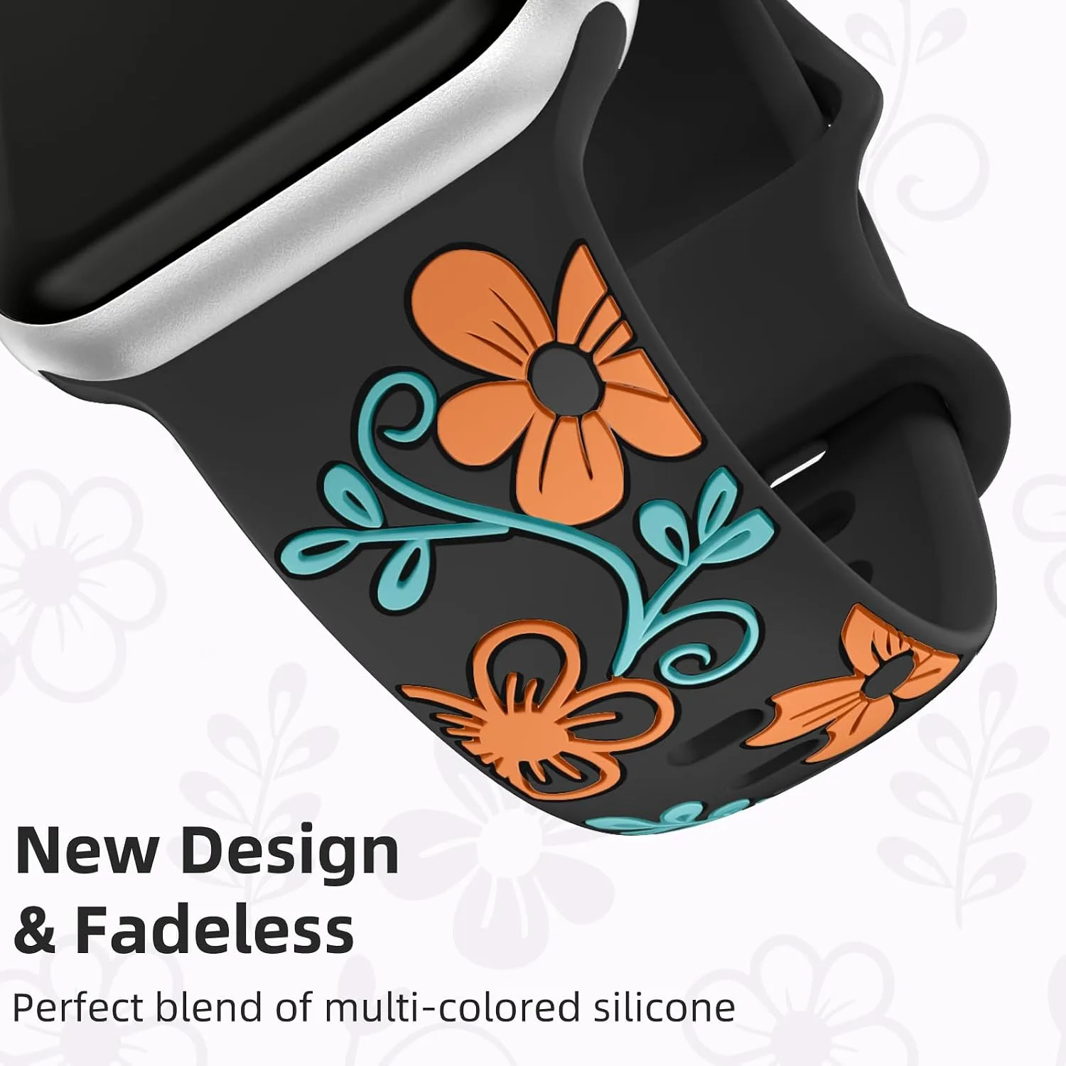 Witzon Floral Silicone Band Compatible with Apple Watch Bands For Women