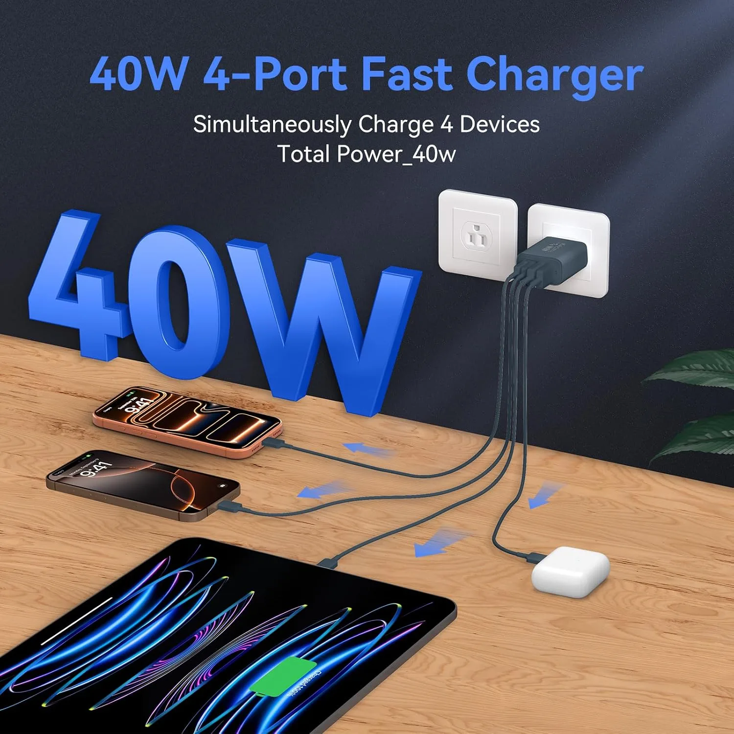 USB C Wall Charger Block, 40W USB Type C iPhone Charger Fast Charging Block