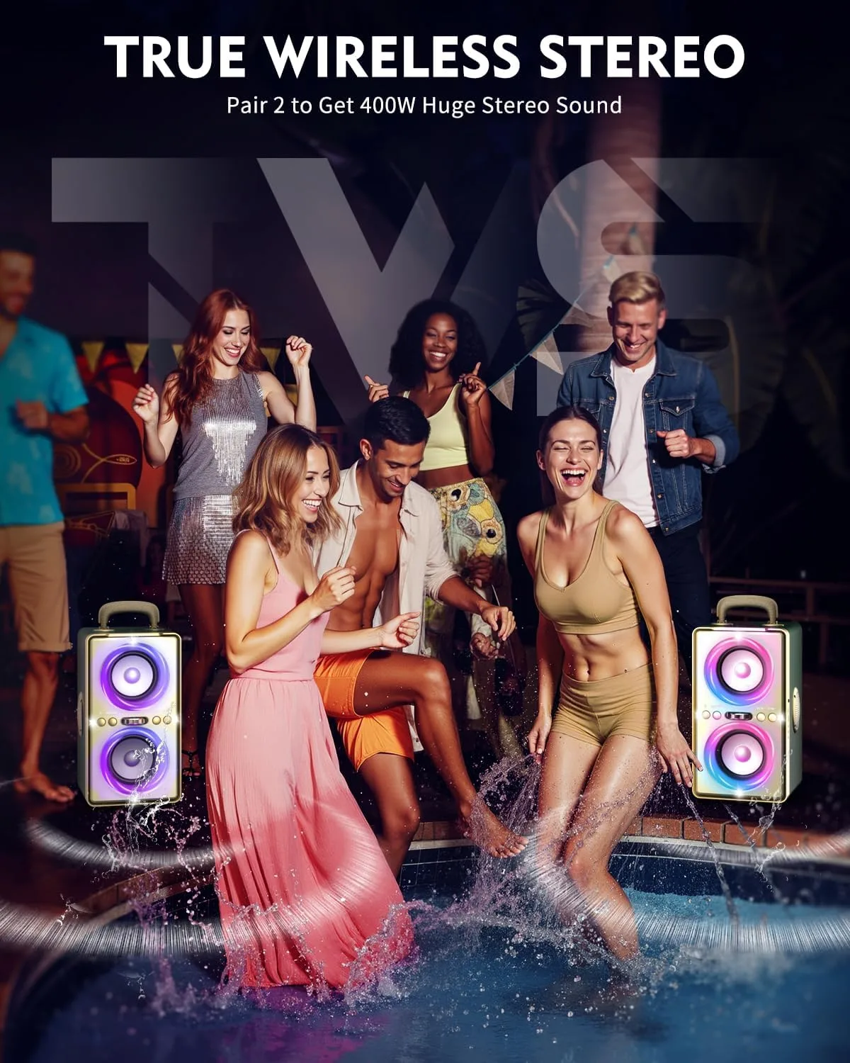 YIER Bluetooth Speaker, 240W Peak Loud Party Speaker with Deep Bass,Green