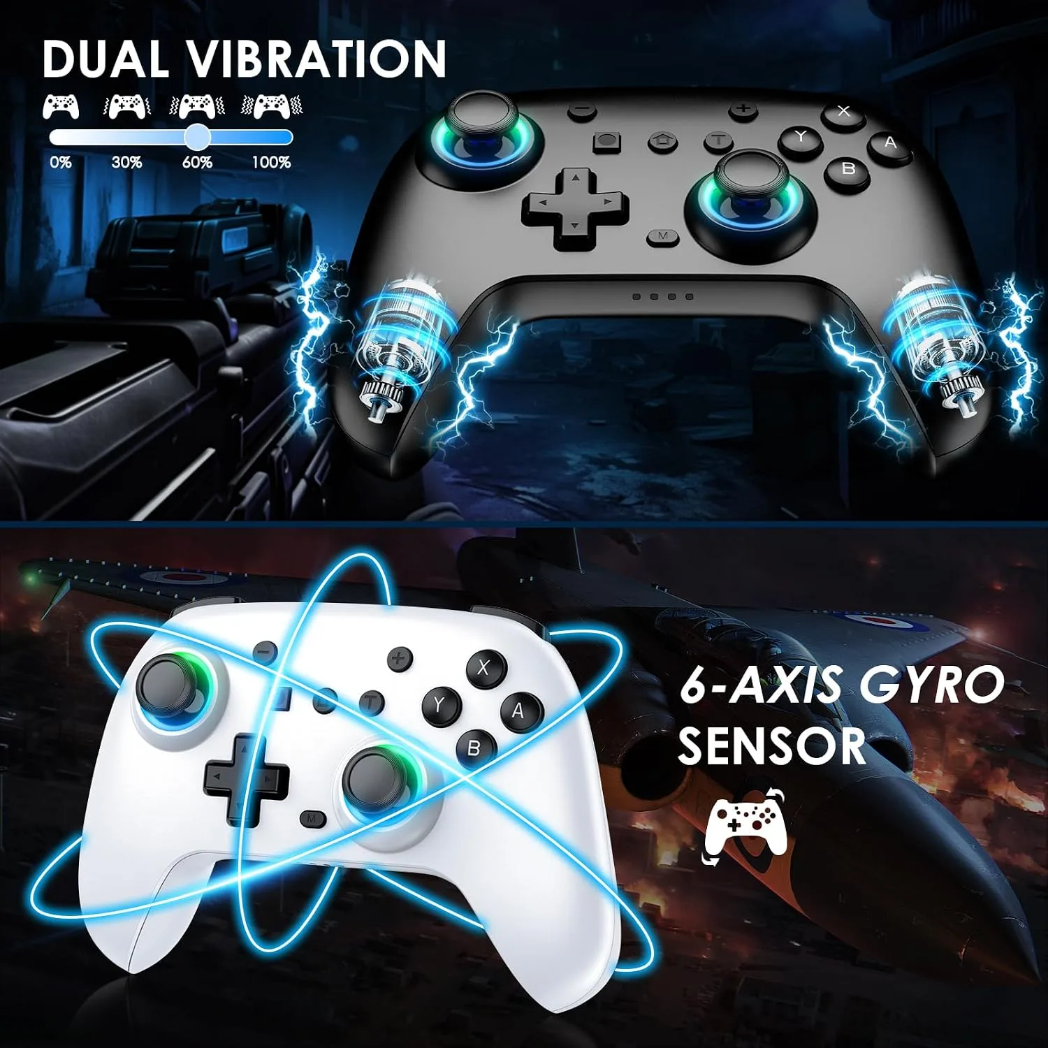 Switch Controllers 2 Pack with Charging Dock, Switch 2 Controller for Nintendo Switch/Switch 2/OLED/Lite, RGB Wireless Switch 2 Pro Controller with Wake up/6-Axis Gyro/Dual Vibration/Turbo/Screenshot