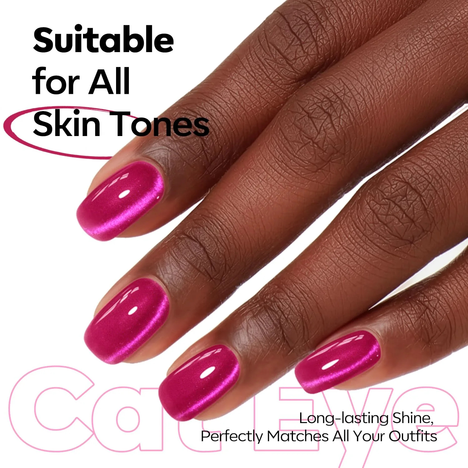 modelones Hot Pink Cat Eye Gel Nail Polish Pink Glitter