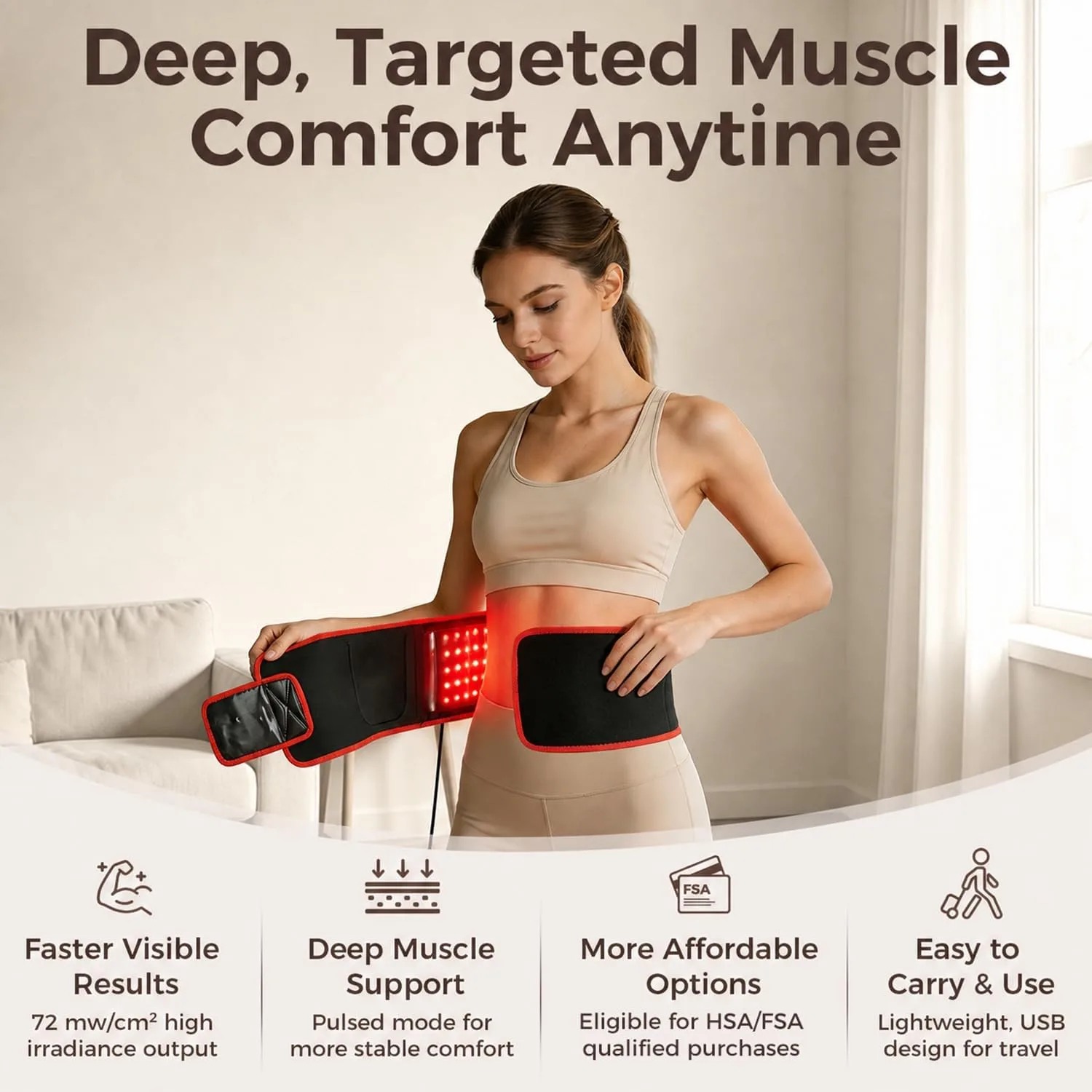 BestQool Red Light Therapy Belt, FSA-HSA Infrared Light Therapy for Body
