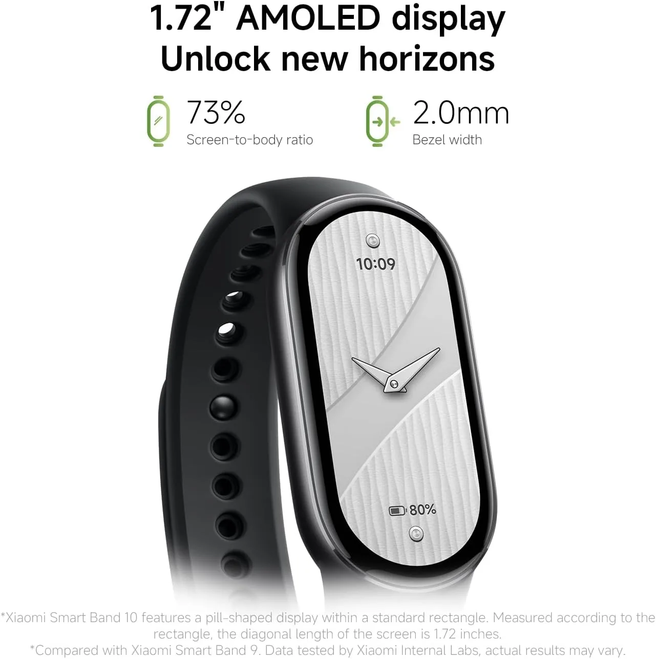 Xiaomi Mi Smart Band 10 (2025) Global Version - 1.72" AMOLED Display | 21 Days Battery Life | Touchscreen, Multi-Sport Tracker, Activity Tracker, Heart Rate Monitor | BT5.4 - (Glacier Silver)