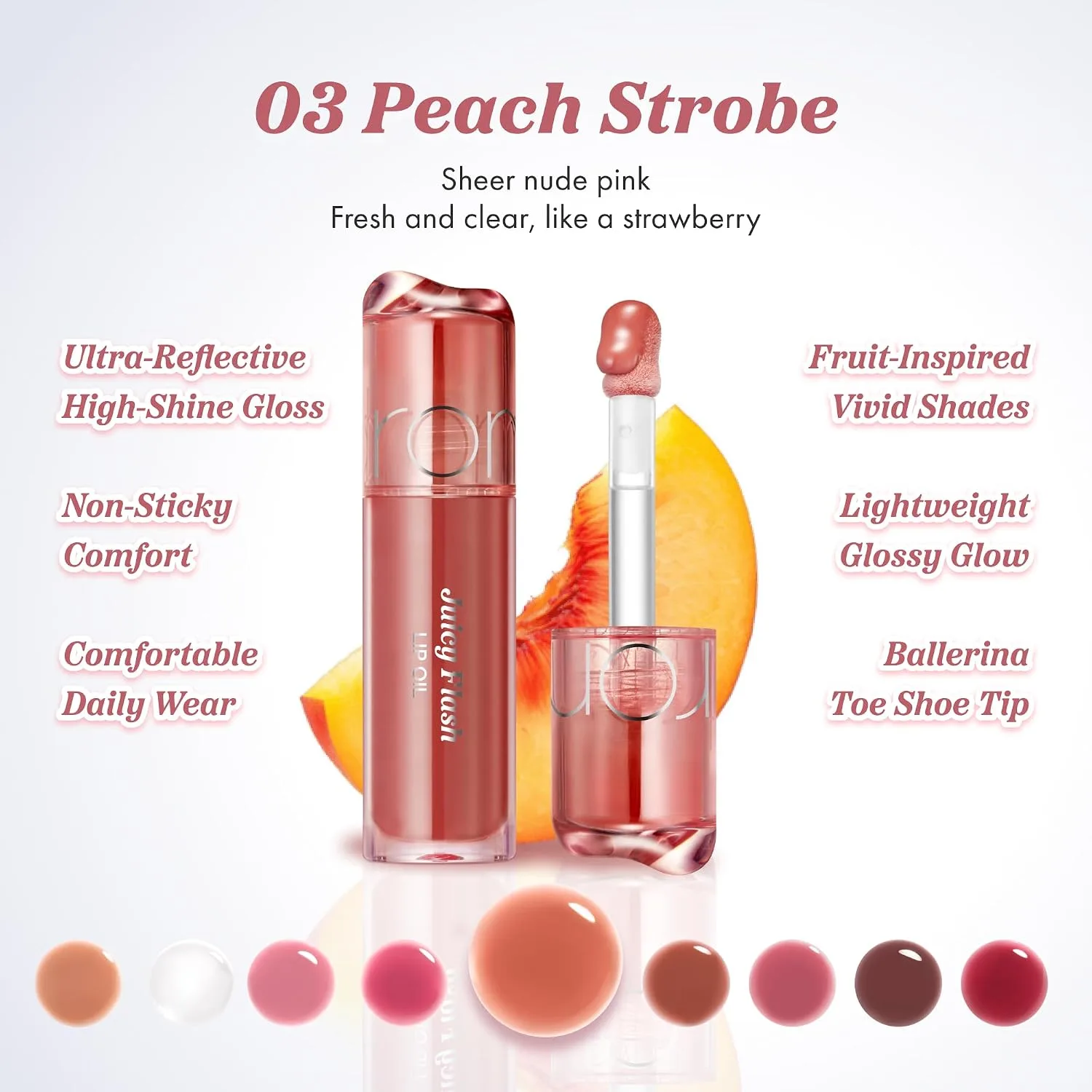 rom&nd JUICY FLASH LIP OIL 03 PEACH STROBE