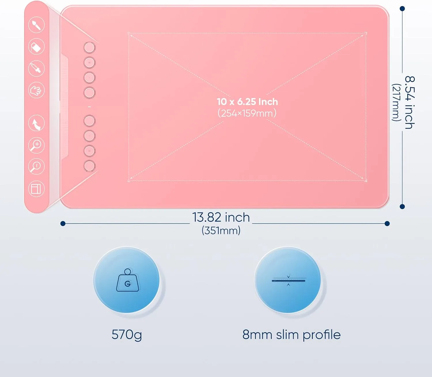 Drawing Tablet-XPPen Deco 01 V3 10x6.25 Inch Graphics Tablet Digital Drawing Tablet for Chromebook with 16384 Levels Pressure Battery-Free Stylus and 8 Shortcut Keys (Pink)