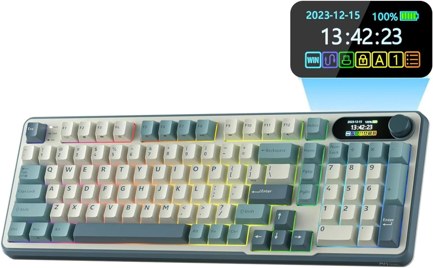 Teclado mecánico gamer RK Royal Kludge S98 inalámbrico con pantalla inteligente y perilla