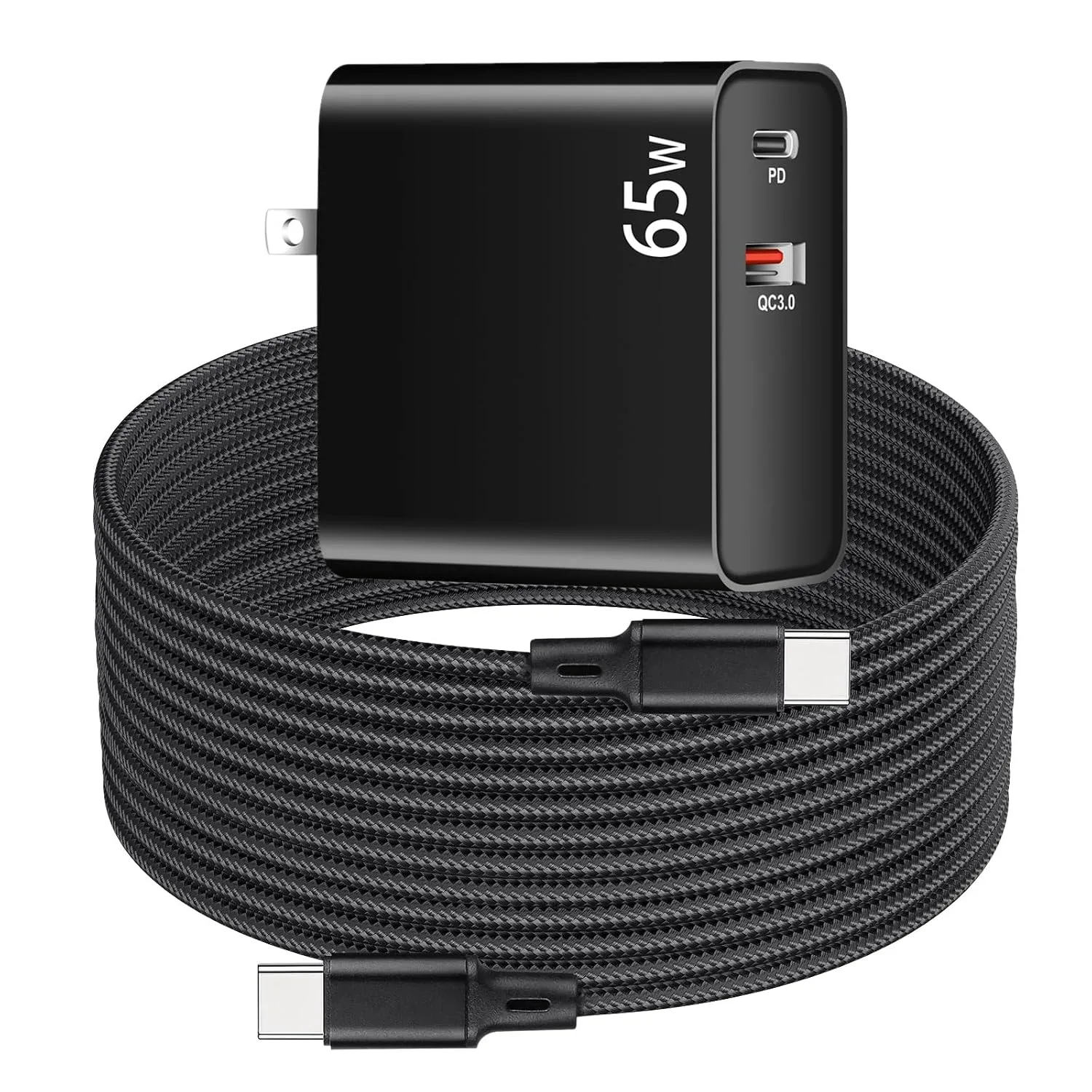 PD65W USB C Super Fast Charger for Meta Quest 3s & 3 & 2 VR Headsets, Black