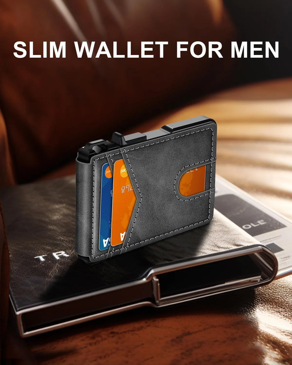 Wallet for Mens Minimalist Wallet 9-13 Cards RFID Blocking Slim Wallet