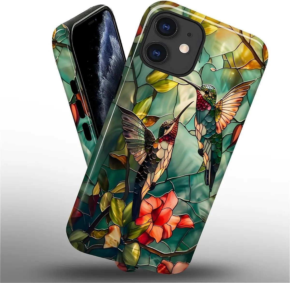 DAIZAG Case for iPhone 11,Mixed 2 Layer Design Shockproof Soft TPU Ddouble Protection Phone Case for iPhone 11-Gorgeous Hummingbird
