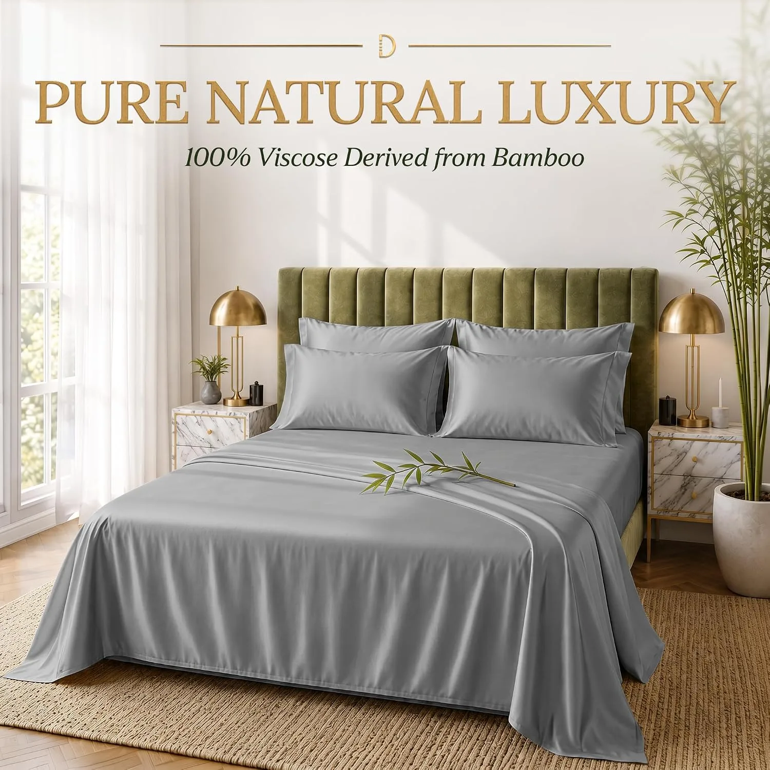 DECOLURE 100% Viscose from Bamboo Sheets King Size | 6 Pc Cooling Bed Set