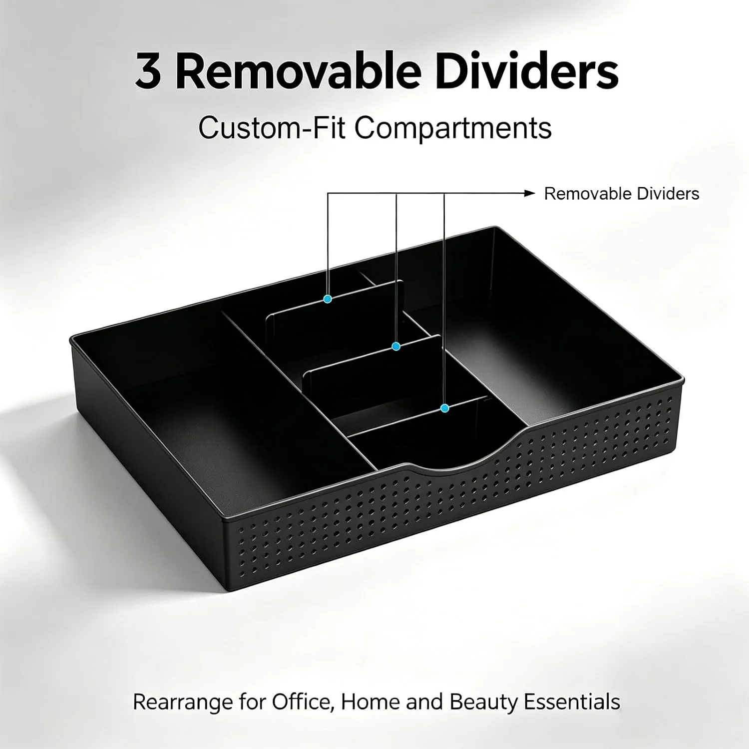 gianotter Desk Organizers and Accessories, Monitor Stand with Drawer and 2 Pen Holder, Desktop Organizer Suitable for Offices and Dormitories (Matte Black)