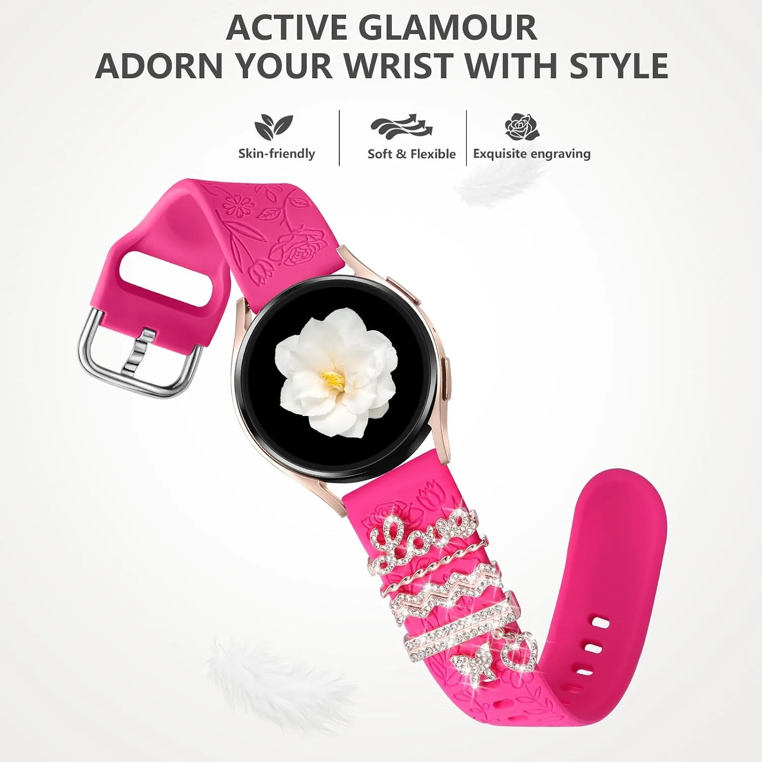 DaQin Flower Engraved Band Compatible with Samsung Galaxy Watch 7 Bands