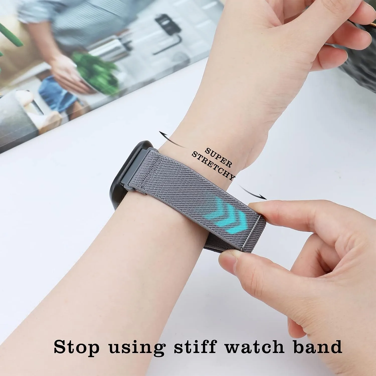 3 Pack Stretchy Nylon Band Compatible with SKG Smart Watch Bands for Women Men, Quick Release Soft Elastic Strap Replacement Wristbands for SKG-V7/SKG V7 Pro Smart Watch
