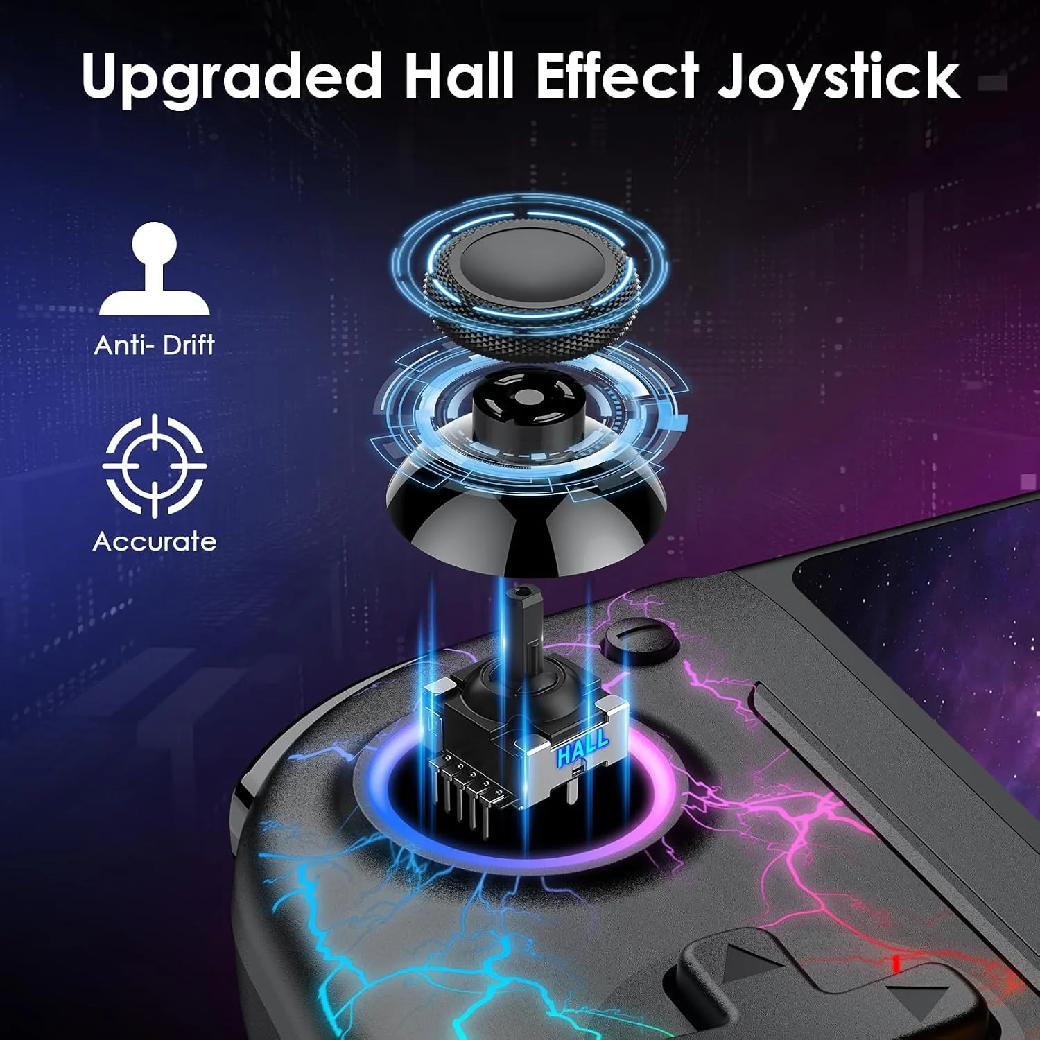 Moonag Replacement Controllers Compatible with Switch/OLED, Hall Effect One-Piece Controllers with 6-Axis Gyro, Motion Control, Wake-up, Dual Vibration, Turbo, 1000mAh Battery, Light